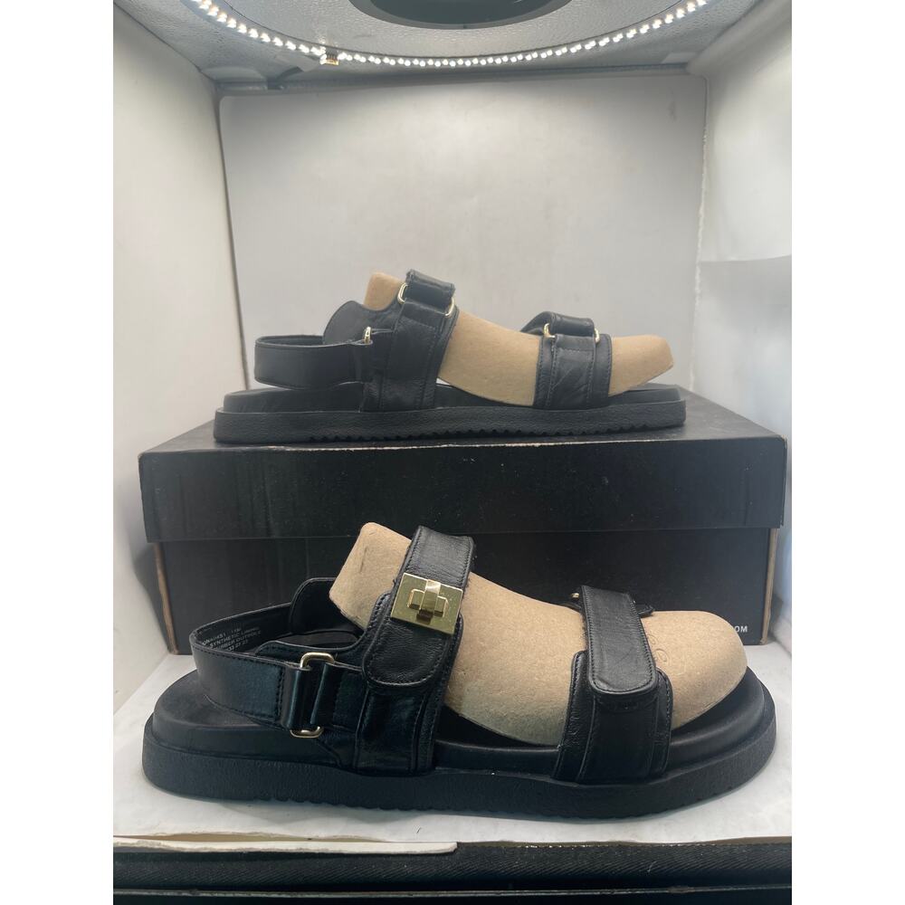 Steve Madden Black Mona Leather Sandals Women’s Size 11